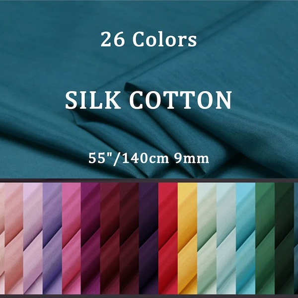 26 tissus en coton de soie multi-couleurs unies 9 momme - 140 cm de large par mètre
