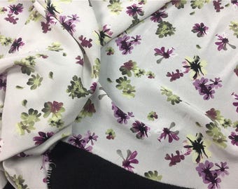 Floral Print Silk Crepe de Chine Fabric By the Yard