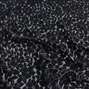 HWUBANHUA - Floral Sheer Burnout Silk Velvet Fabric - 114cm wide by the Yard