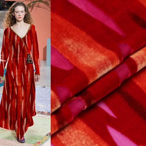 Floral Silk Velvet Fabric by the Yard Etsy