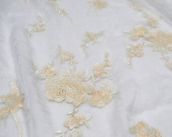 SUYABAI - Embroidered Crinkled Silk Georgette Fabric - 135cm wide by the Yard
