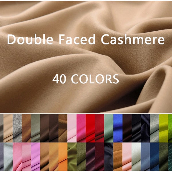 40 couleurs - Tissu en laine cachemire double face - 150 cm de large par mètre