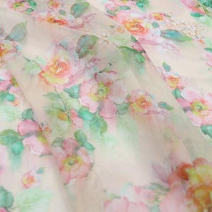 MEILIR - 8 Momme Pastoral-style  Floral Print Silk Georgette Fabric - 140cm wide by the Yard