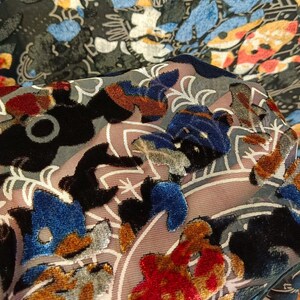 WUYEHUA - Sheer Print White on Black Burnout Silk Velvet Fabric - 110cm wide by the Yard