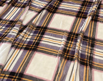 TIAOGE - Checkered Print Silk Velvet Fabric - 114cm wide by the Yard