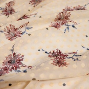 YEJUHUA - Floral Print Sheer Special Cut Flower Silk Fabric - 138cm wide by the Yard