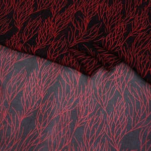 HONGSHANHU 8 Momme Red Coral bedruckter schwarzer Seidengeorgette-Stoff 138cm breite Masse Bild 2