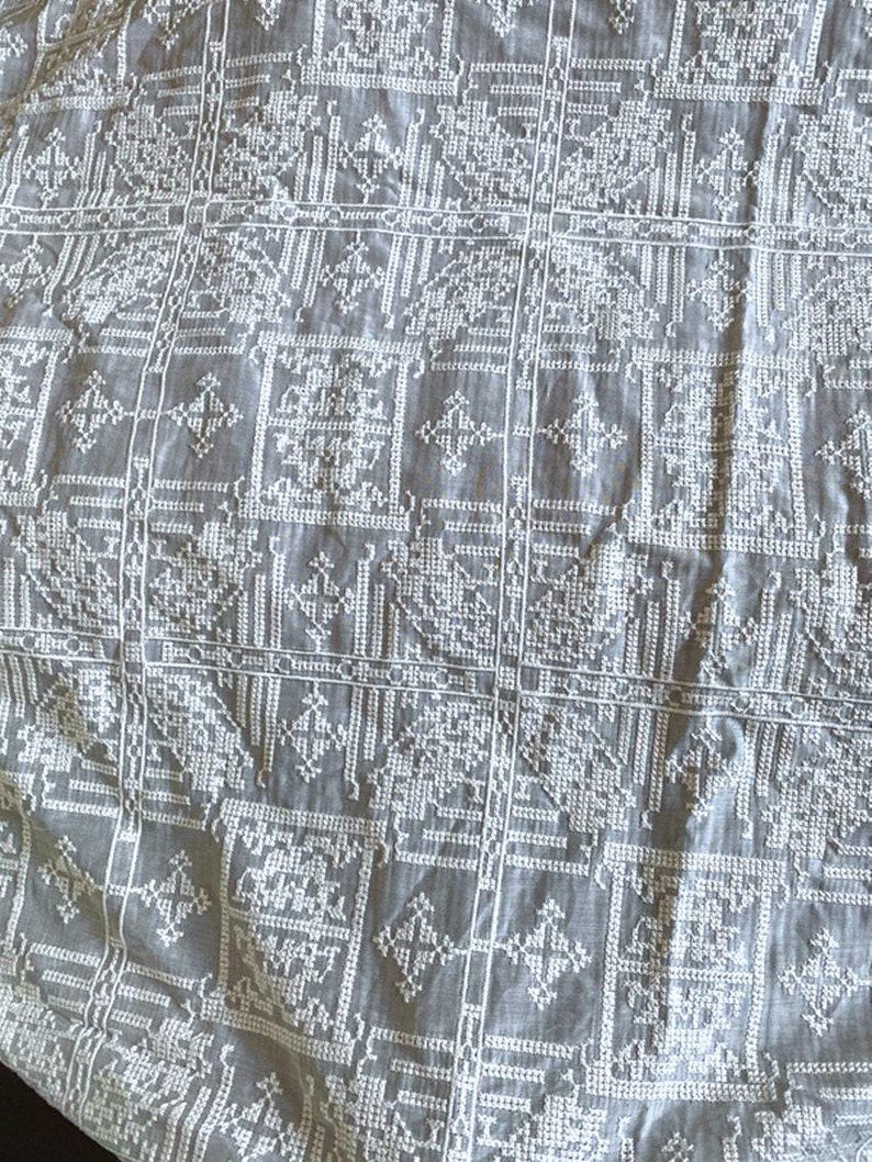 HEISHIZI - tissu soie coton brodé au point de croix vintage - 135 cm de large par mètre image 9