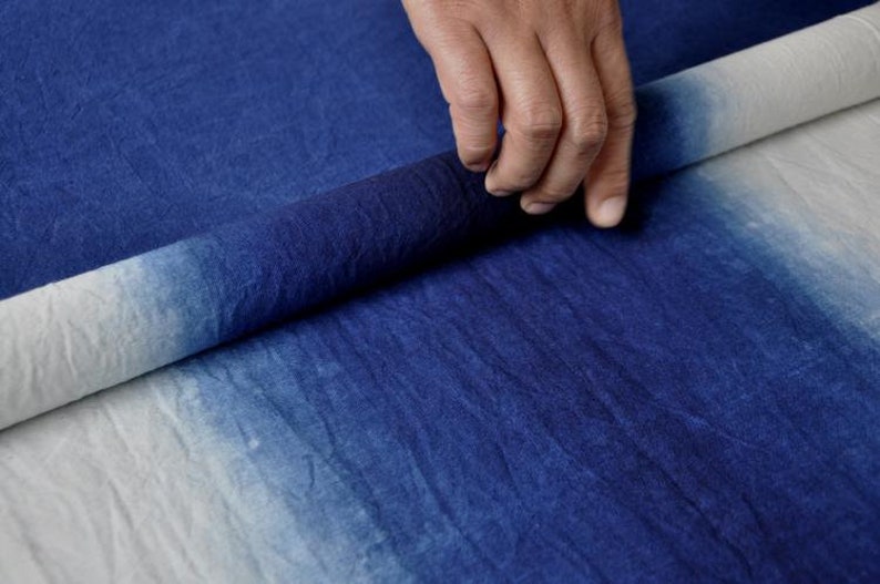 Gradient blue Indigo Fabric Hand dyed Cotton Fabric for tea Etsy