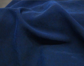 KLEIN  -  Blue 22 Momme Cracks Handmade Plant Dye Mud Silk Fabric, 110cm by the Yard