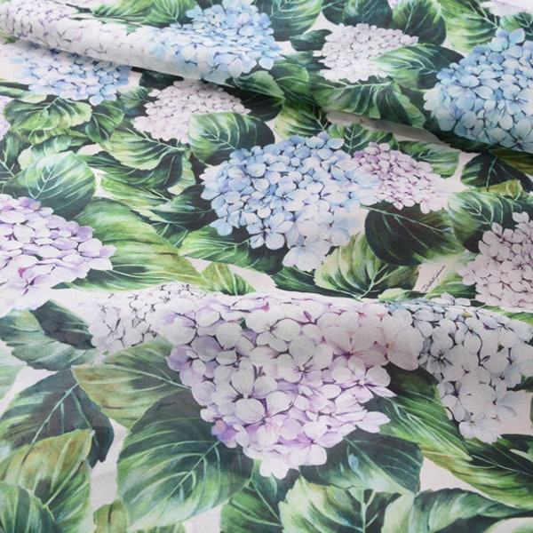 XIUQIU - Hydrangea print Silk Organza Satin 140cm Fabric-By the Yard