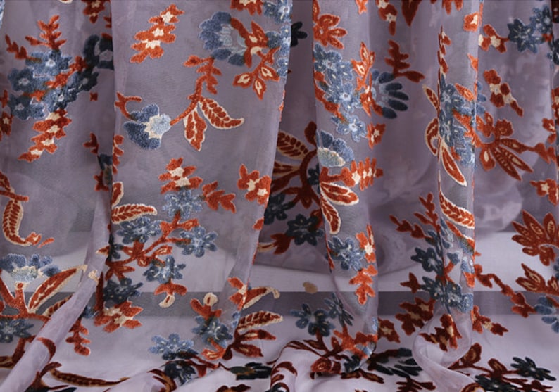 Gray Silk burnout Fabric kimonos Fashion Fabric for dresses shawls silk rayon velvet 114cm45\u201d by the yard