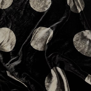 HUIBODI - Polka Dot Printing Silk Velvet Fabric - 114cm wide by the Yard