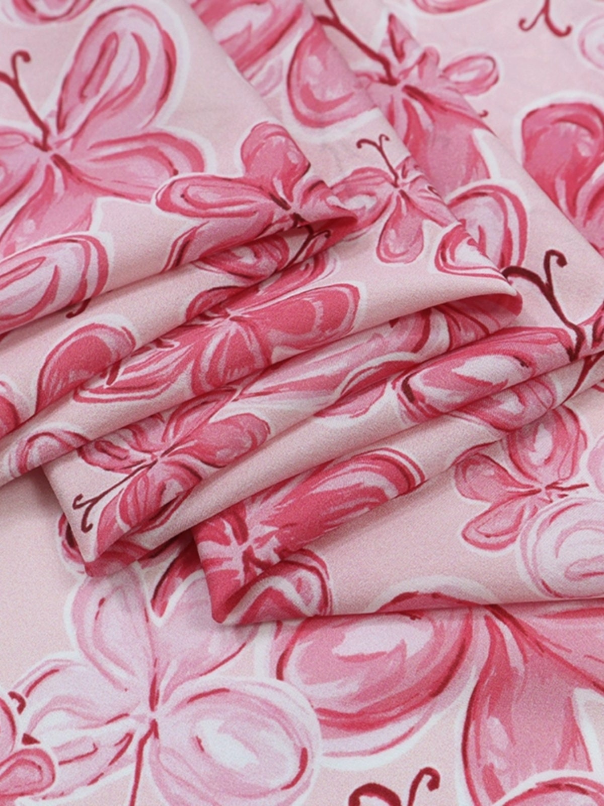 FSHD - 15momme Floral Print Stretch Silk Crepe de Chine Fabric - 140cm wide by the Yard