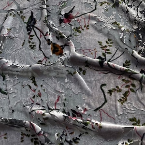 HUIQUE - Floral Sheer Burnout Silk Velvet Fabric - 114cm wide by the Yard