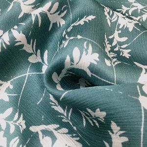 XIYEPIAN - 12 Momme Floral Print Chrinkled Silk Georgette Satin Fabric - 140cm wide by the Yard