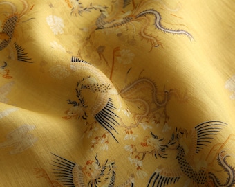 XIANGHE Yellow Ramie Fabric By the Yard