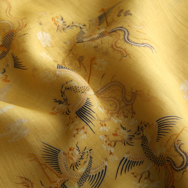 XIANGHE Yellow Ramie Fabric By the Yard