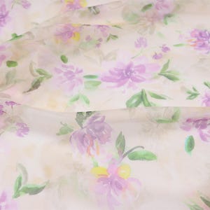 ZIHUDU - 8 Momme Pastoral-style  Floral Print Silk Georgette Fabric - 140cm wide by the Yard
