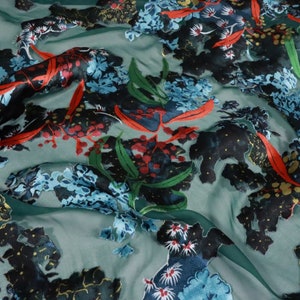 LVDIHUA - Sheer Burnout Silk Devore Satin Fabric - 140cm wide by the Yard