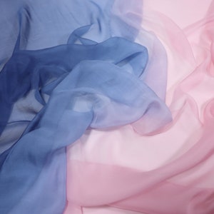 JIANBIANS - 5.5 Momme Gradient Color Silk Chiffon Fabric - 138cm wide by the Yard