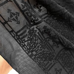 SHIZIXIU - Vintage Cross-Stitched Embroidered Silk Cotton Fabric - 135cm wide by the Yard image 2