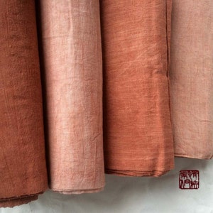 Hand woven cotton fabric, Hand dyed with Natural mineral dyes, Beautiful Brick Red/Salmon craft fabric Coarse fabric- by the meter