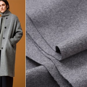 Light Grey Double Faced Cashmere Wool Blend Fabric, 59&quot;/150cm, Flannel/Wool/Cashmere Fabric, Sanded Fabric/Winter Coat Fabric, by the Yard