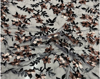 SONGRN - Beautiful Floral Sheer Burnout Silk Velvet Fabric - 114cm wide by the Yard