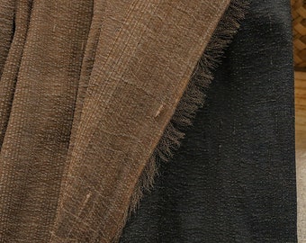 JILICHOU - 27 Momme  Handmade Gambiered Ganton Tussah Mud Silk Fabric - 130cm wide by the Yard