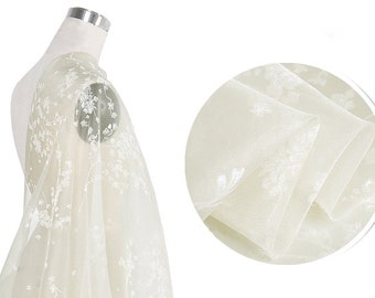 PLUM - 6 Momme White plum Silk Organza Fabric - 138cm by the Yard