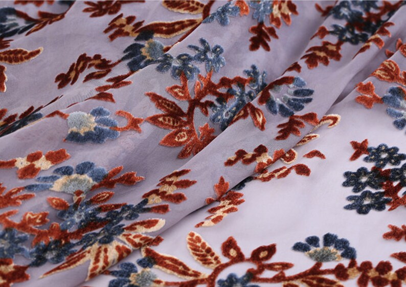 Gray Silk burnout Fabric kimonos Fashion Fabric for dresses shawls silk rayon velvet 114cm45\u201d by the yard