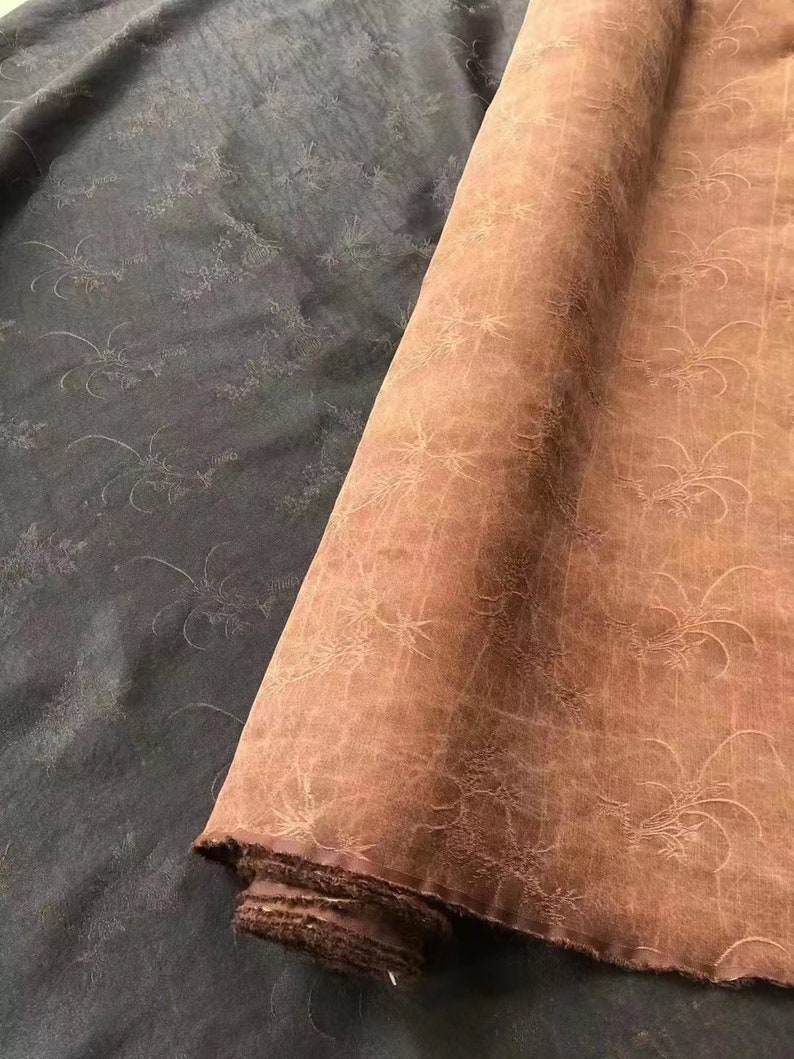 MEILANZHUJU Jacquard Mud Silk Plant Dye Vintage Style 40 Momme Pure Silk Fabric by the yard image 6