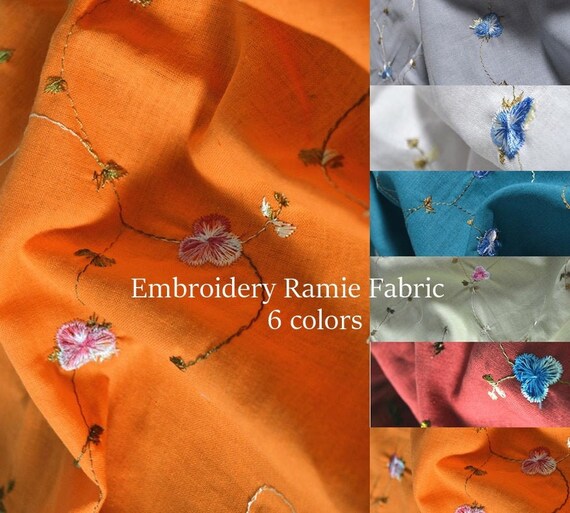 Embroidered Ramie Cotton Blend Fabric: Lightweight Floral Dress Material - Etsy Embroidered Ramie Cotton Blend Fabric: Lightweight Floral Dress Material - Etsy