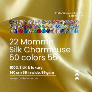 100 % Seide Charmeuse, 22 Momme solid 50 Farben, 140 cm breite Rohpost