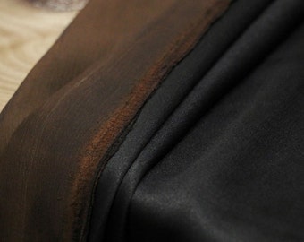 BBH - 22 Momme Handmade Eco Friendly Black Crinkled Mud Silk Satin Fabric - 125cm by the Yard