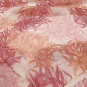 JFHHUD - 8 Momme Floral Print Silk Georgette Fabric - 140cm wide by the Yard