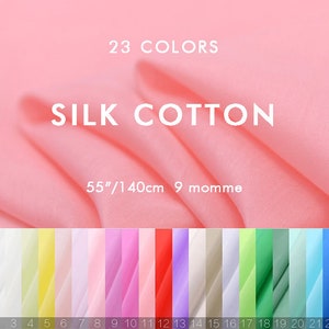 23 Solid Colors - 9 Momme Silk Cotton Fabric - 138cm wide by the Yard