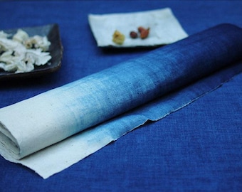 Indigo Fabric - Hand dyed Cotton Gradient blue color Fabric for Tea pats,Table runners,Bedding,Pillowcase, Bag, Apparel, by the meter