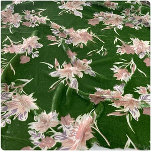 FURONG - Floral Sheer Burnout Green Silk Velvet Fabric - 114cm wide by the Yard