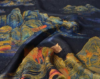 YPWUZS - Handmade 25 Momme HUALUO Jacquard Mud Silk Fabric (Openwork texture) - 110cm by the Yard