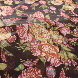 MUVDAN - 10 Momme Peony Print Silk Georgette Fabric - 138cm wide by the Yard