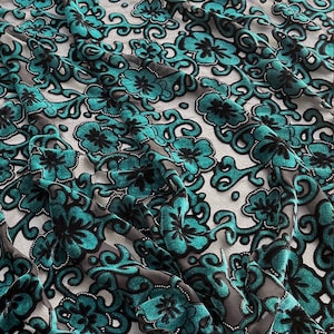 BVMEIHUA - Burnout Silk Velvet Fabric - 114cm wide by the Yard