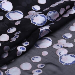 Circle Black Sheer Burnout Silk Velvet/45/114cm 8mm/for Dresses/Shirts/Long Skirts/Scarves/Cheongsams/Beach Skirts-By the Yard image 2