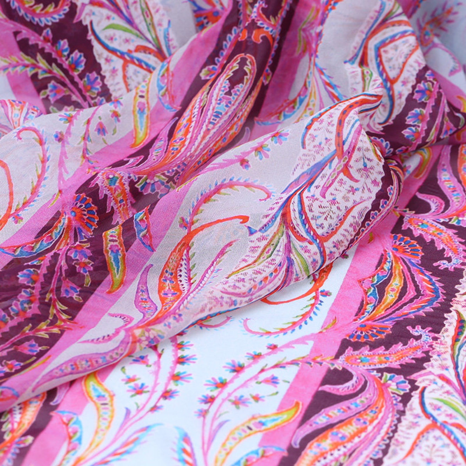 Silk fabric beautiful floral printed 52/135 Etsy