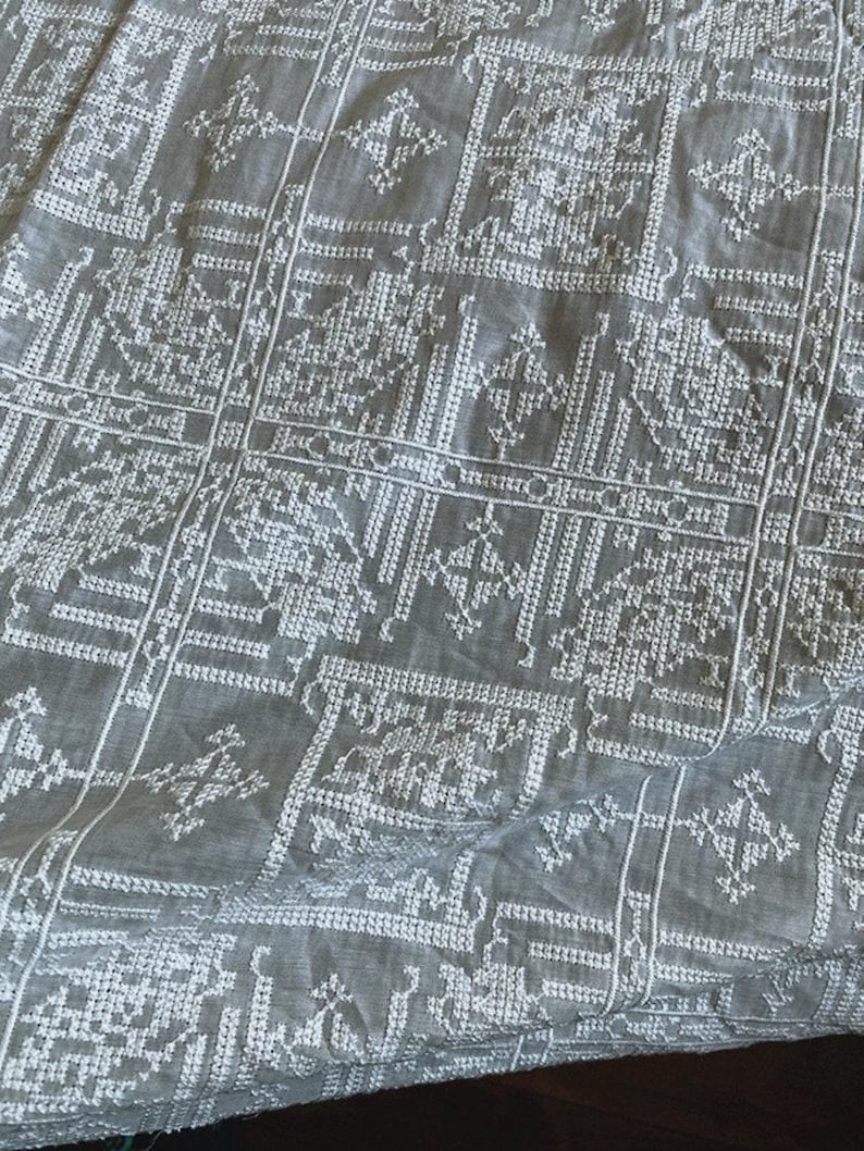 HEISHIZI - tissu soie coton brodé au point de croix vintage - 135 cm de large par mètre image 8
