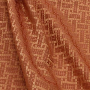 SIMOJT - 25 Momme Karamellfarbe Karierter Jacquard Maulbeerseide Wollmischung Seidenstoff - 138 cm breite Masse