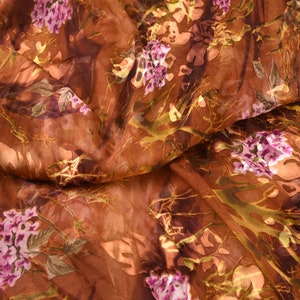 Earth Color Sheer Burnout Silk Velvet/45&quot;/114cm/for Dresses/Blouses/Skirts/Costumes/Scarves-By the Yard