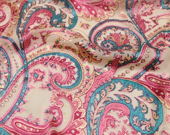 YLYGHA - 18 Momme Pink Paisley Sheer Burnout Silk Devore Satin Fabric - 114cm wide by the Yard