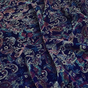 ZIYAOG - Paisley Printing Silk Velvet Fabric - 114cm wide by the Yard